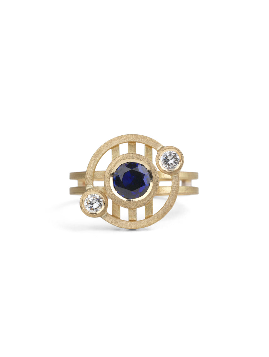 Blue Sapphire Hemi Nova Ring