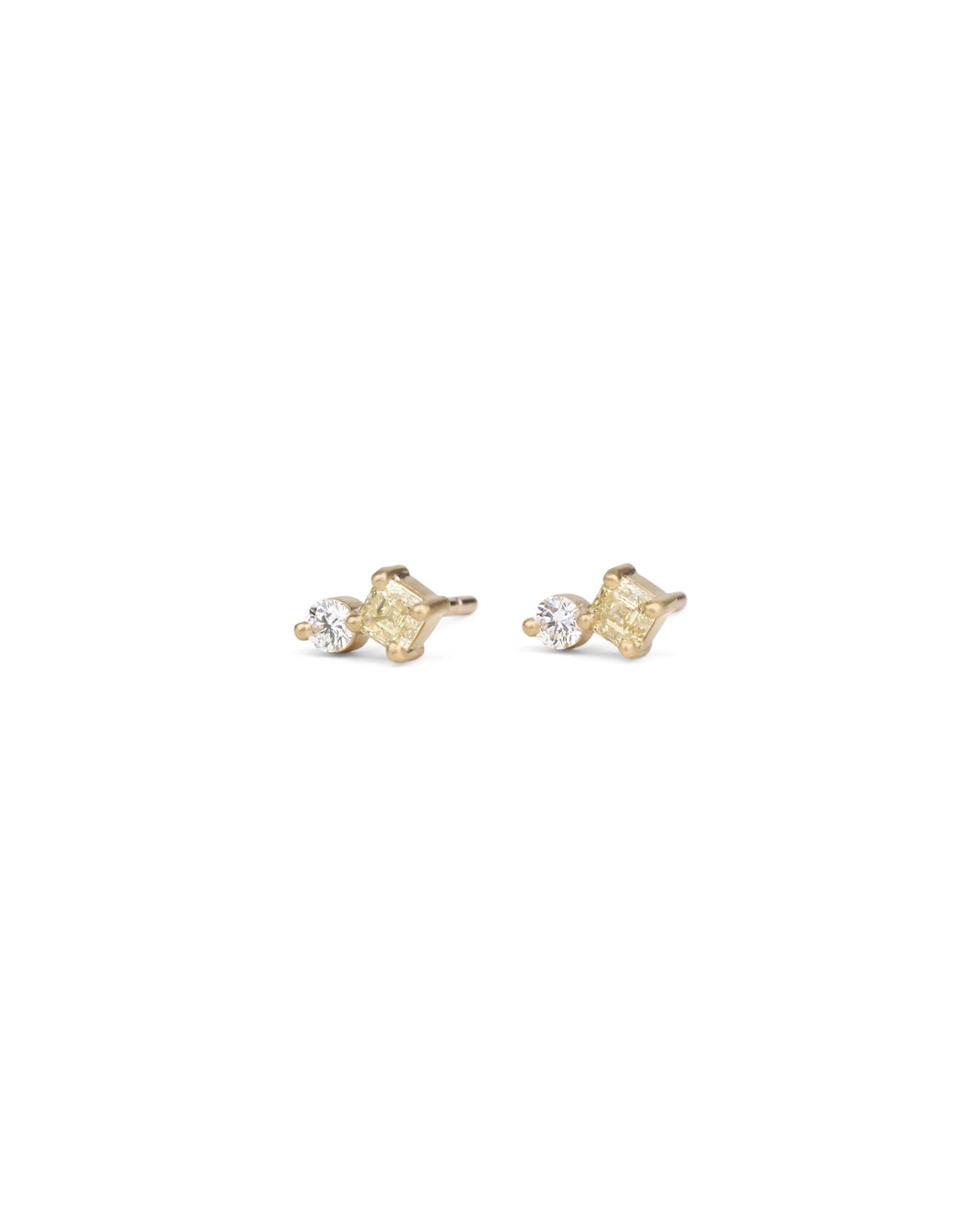 Yellow Natural Diamond Asscher Duo Earrings