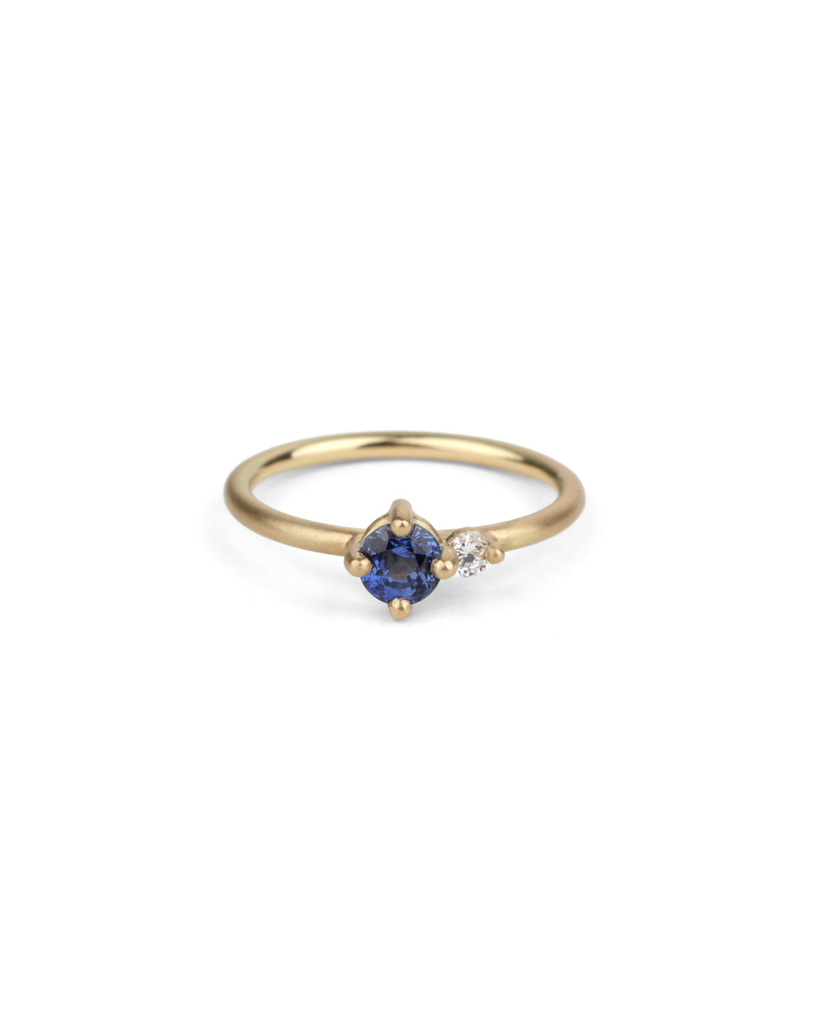 Blue Sapphire and Diamond Duo Ring