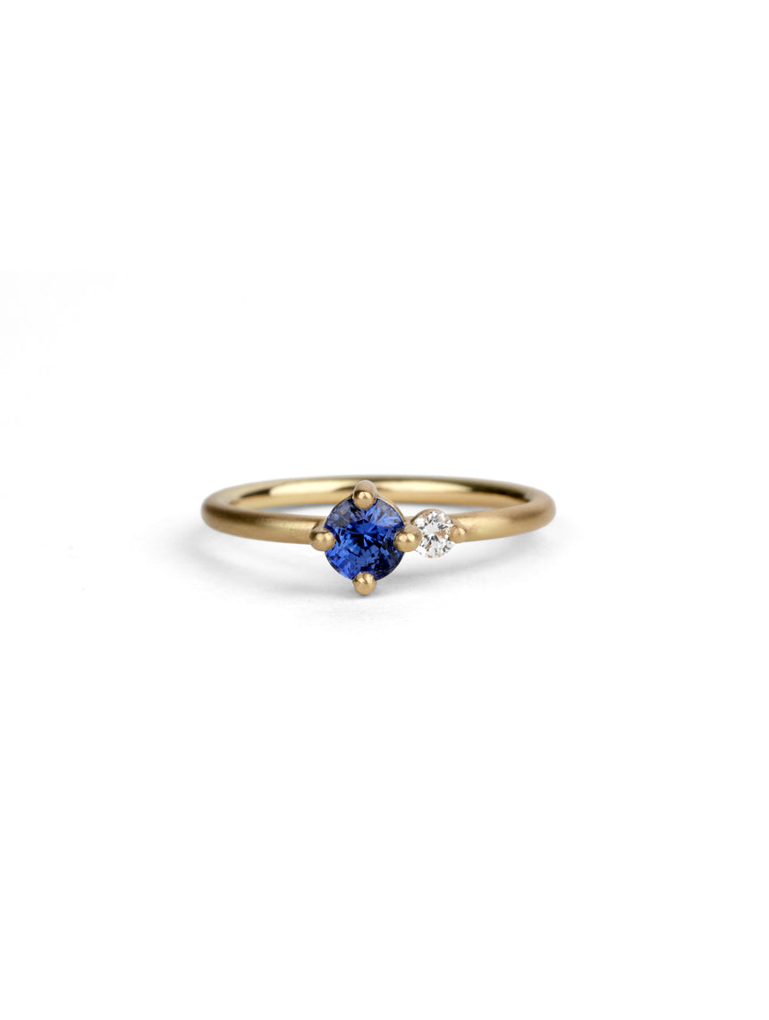 Blue Sapphire and Diamond Duo Ring