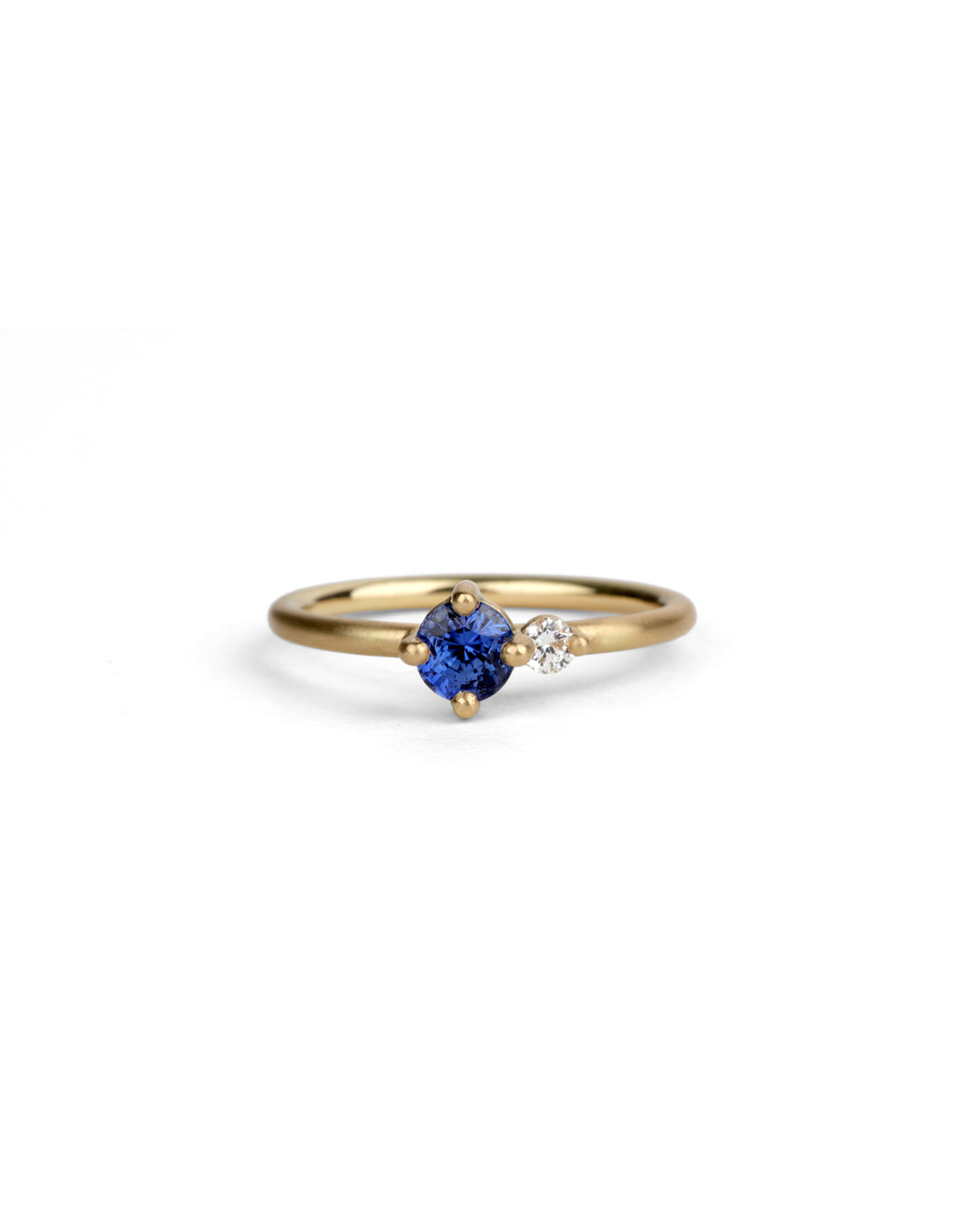 Blue Sapphire and Diamond Duo Ring