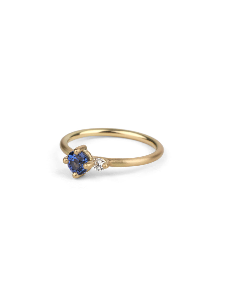 Blue Sapphire and Diamond Duo Ring