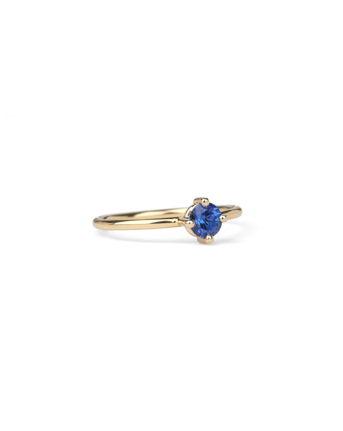 Blue Sapphire Round Solo Engagement Ring - 0.43ct