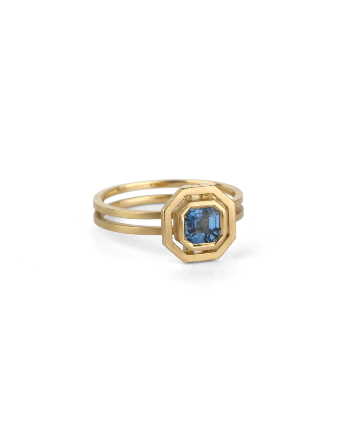 Blue Sapphire Octagon Super Nova Ring