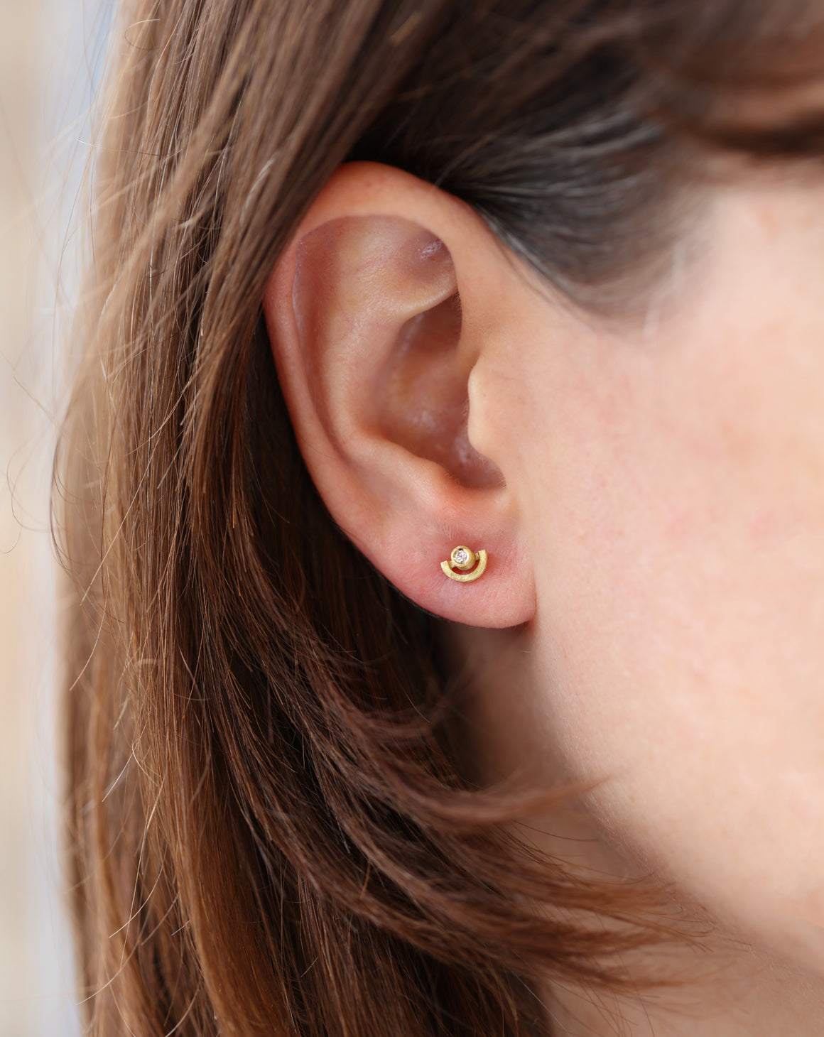 Natural Diamond Mini Half Circle Earstuds