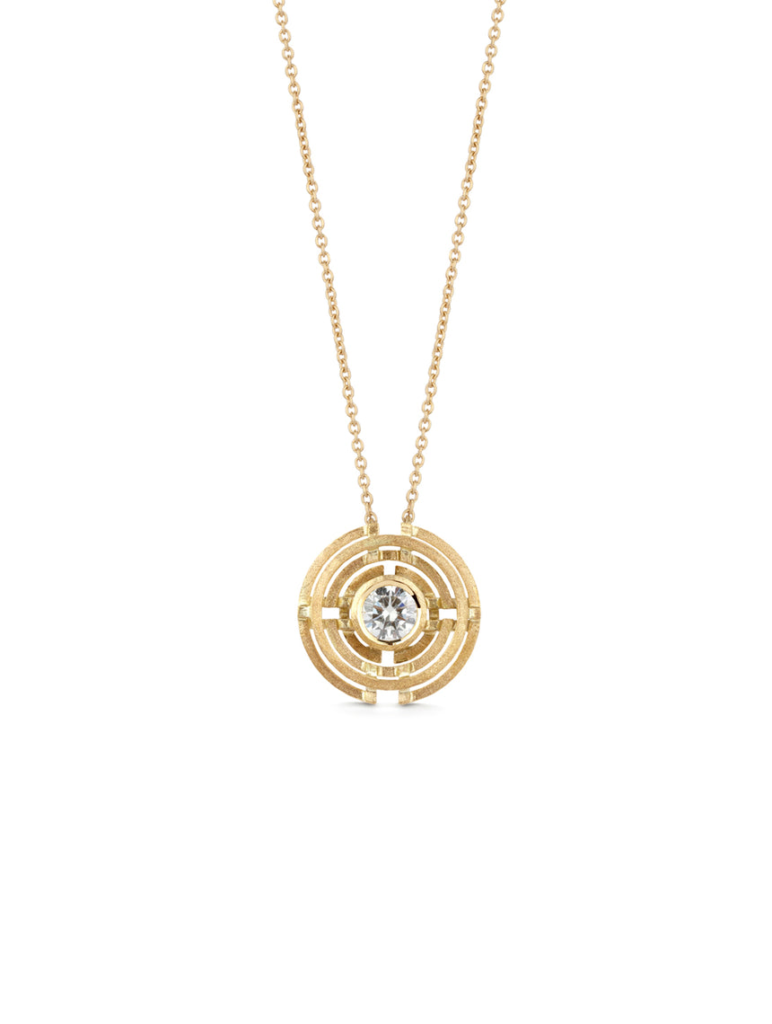 Geometric necklace with diamond and circular surround detail