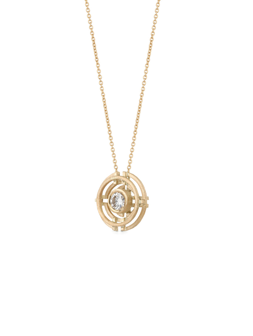 Geometric necklace with diamond and circular surround detail