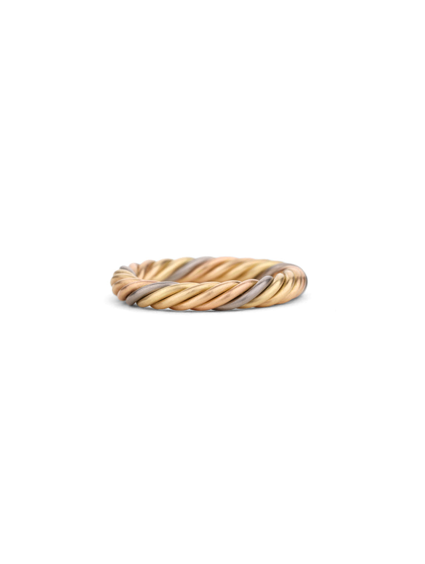 Five Strand Rope Ring - Multi Gold - Heavy