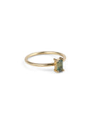 Green Sapphire Rectangle Sapphire Solo Ring