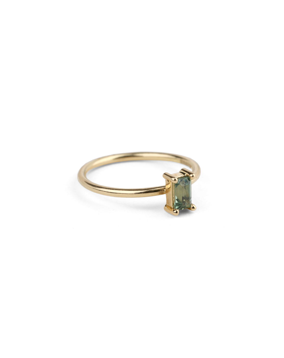 Green Sapphire Rectangle Sapphire Solo Ring