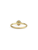 Solitaire ring in 18ct yellow gold with a round green sapphire, back view