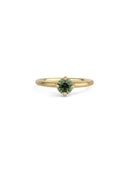 Solitaire ring in 18ct yellow gold with a round green sapphire