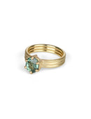 Green Sapphire Oval Solo Triad Ring