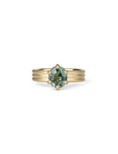 Green Sapphire Oval Solo Triad Ring