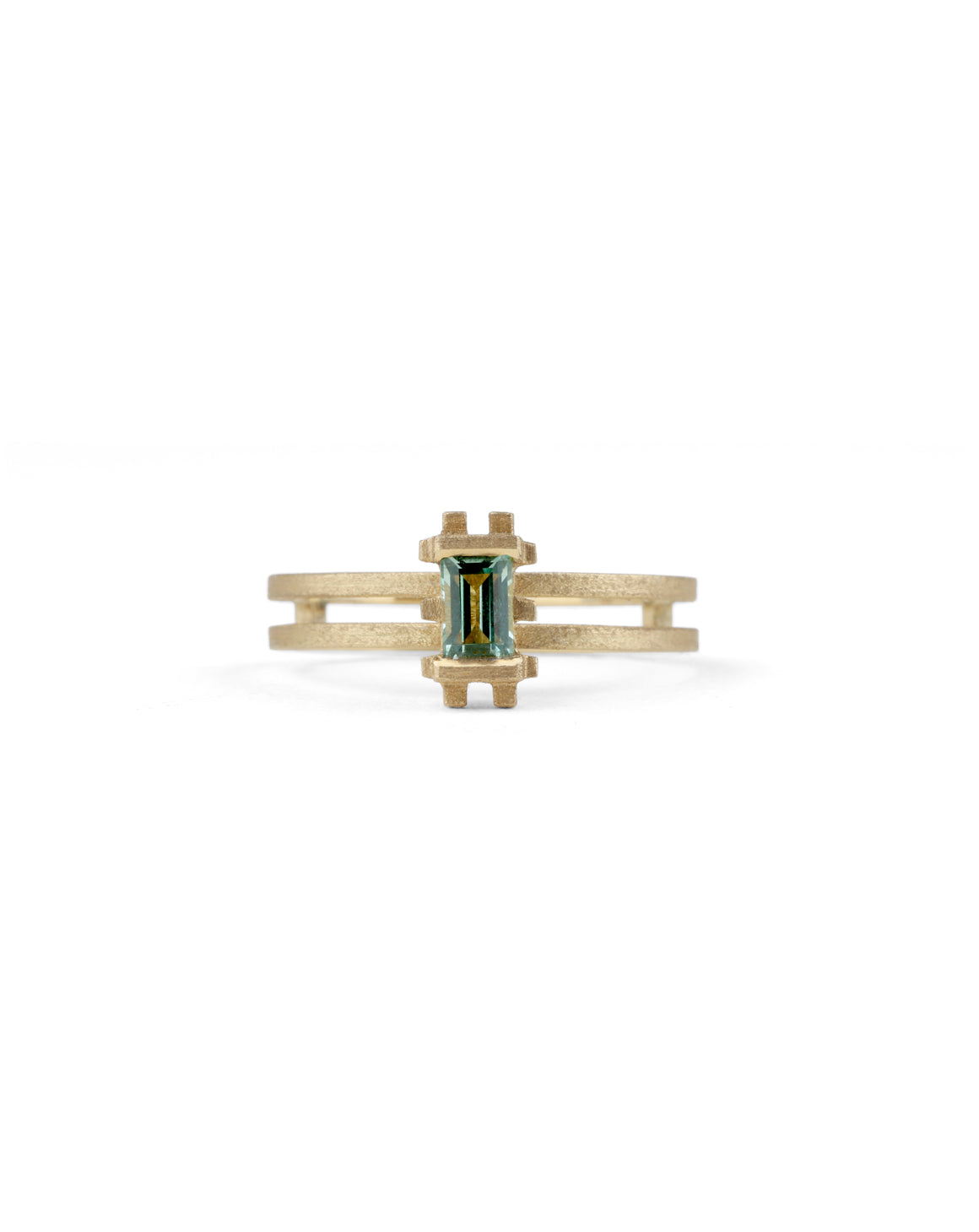 Green Sapphire Mini Parallel Prism Ring