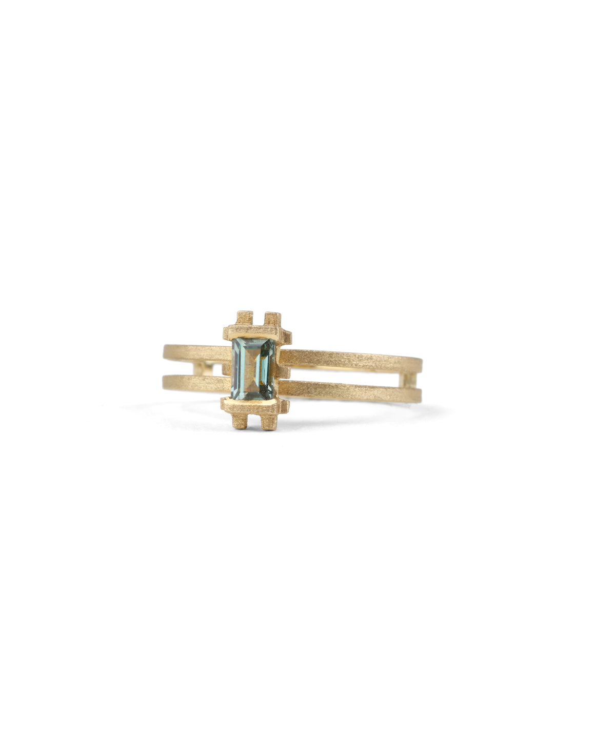 Green Sapphire Mini Parallel Prism Ring