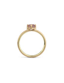 Solitaire ring in satin 18ct yellow gold with a drop shape light warm brown sapphire, side view