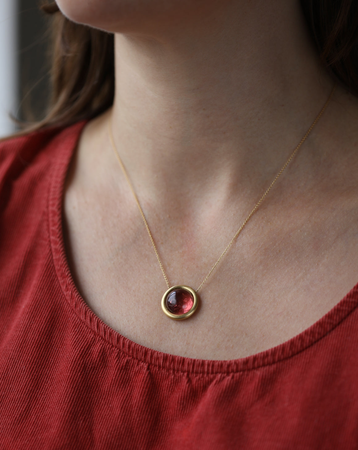 Pink Tourmaline Round Densissima Necklace