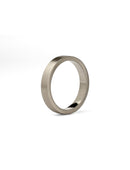 Flat wedding band. 18ct white gold, satin finish.