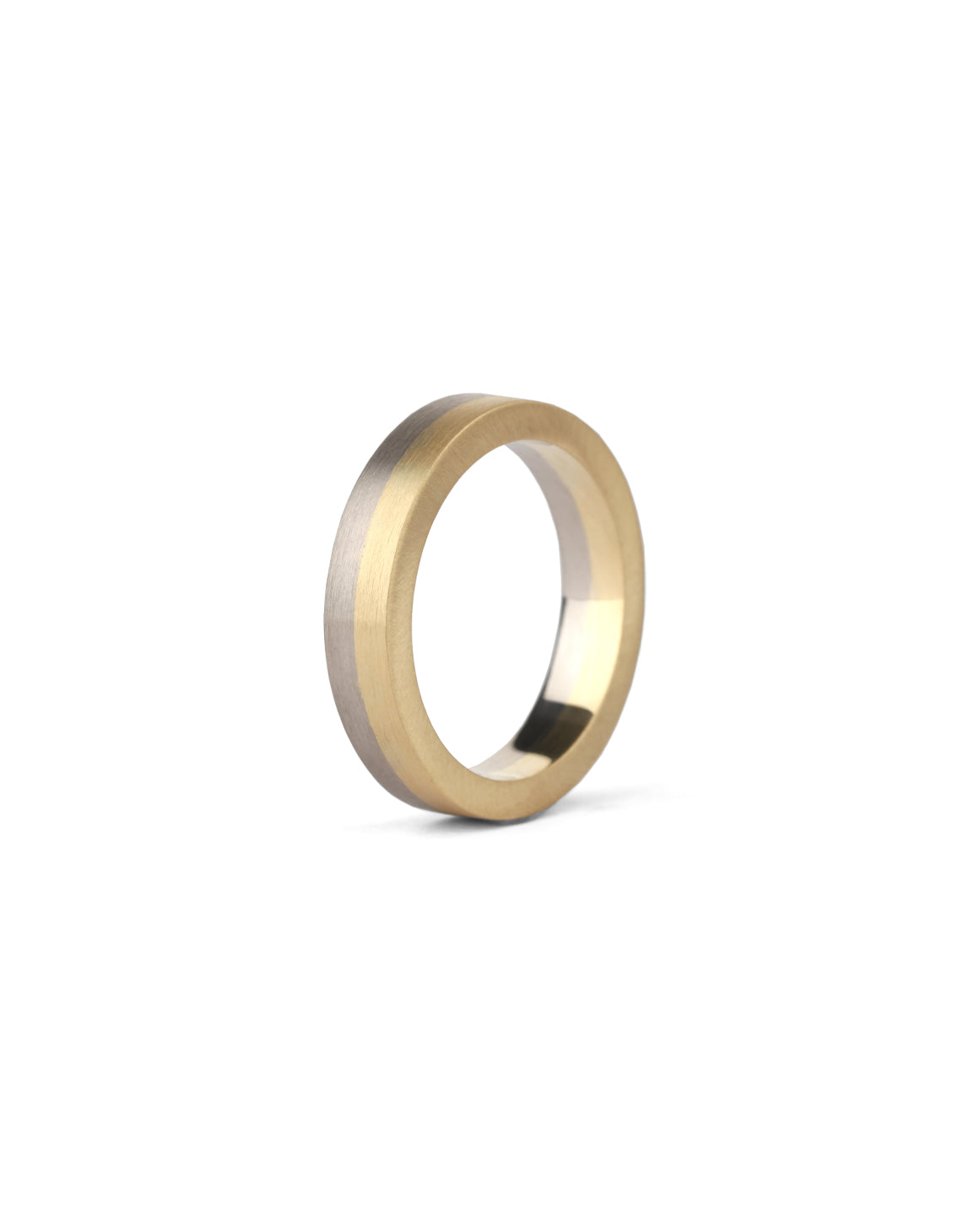 Multi gold wedding flat band. 18ct yellow and white gold.