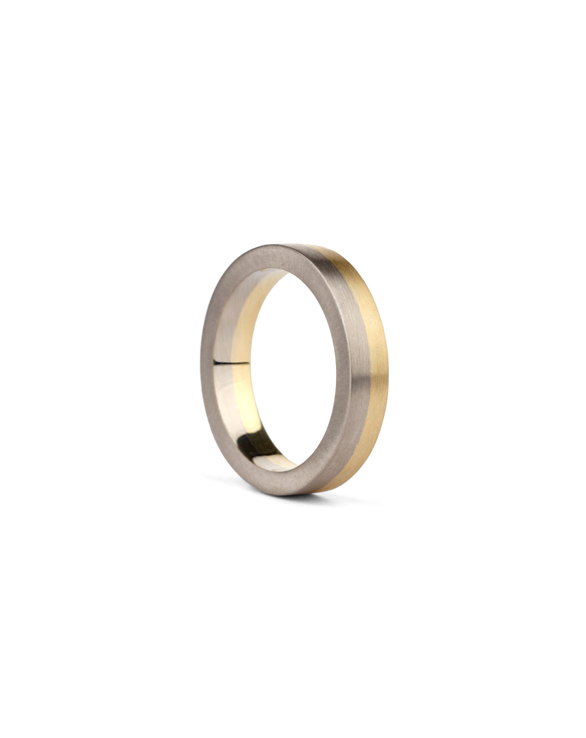 Multi gold wedding flat band. 18ct yellow and white gold.