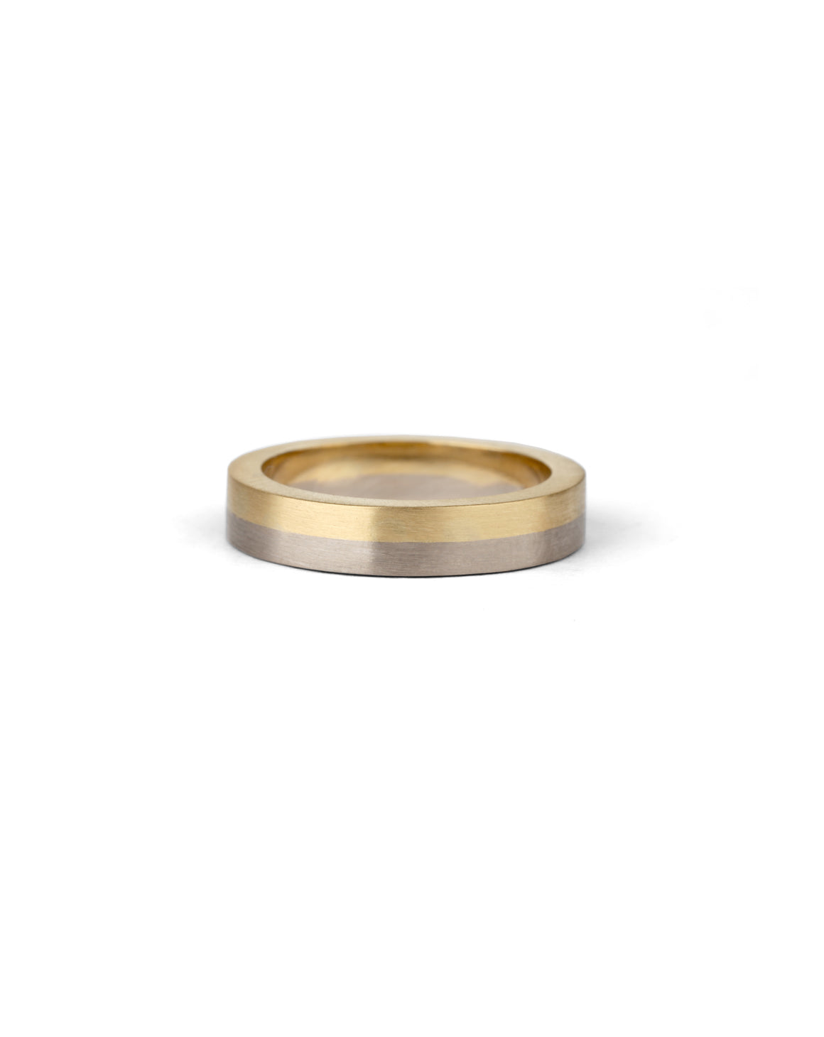 Multi gold wedding flat band. 18ct yellow and white gold.