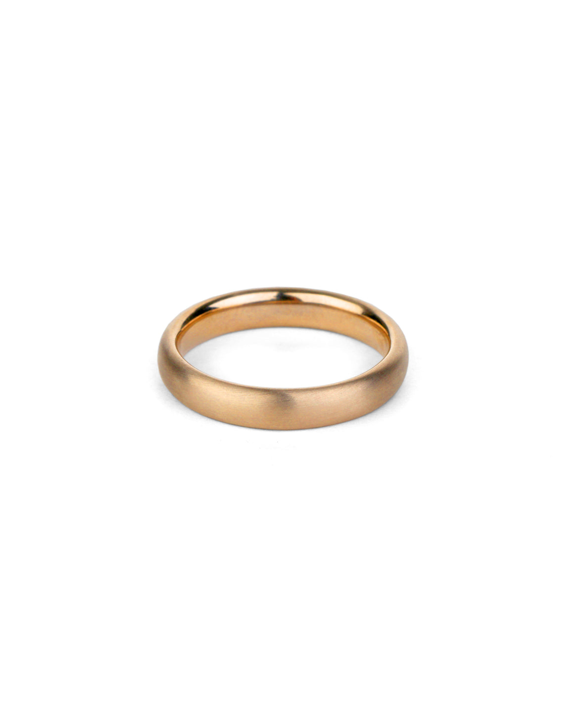 Curved ring band. 18ct rose gold, satin finish.